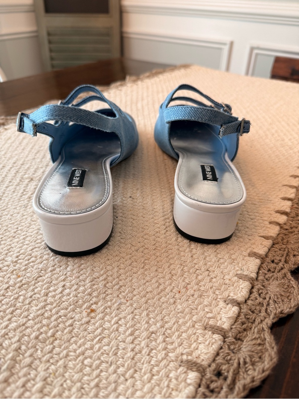 Nine West Roslin Mary Jane Slingback Pumps in Denim/White Sz 9 M - Picture 5 of 9
